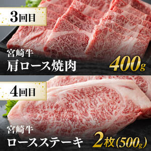 【6ヶ月定期便】宮崎牛定期便A（ ステーキ ・ しゃぶしゃぶ ・ 焼肉 ） 全6回【 肉 牛肉 国産 宮崎県産 宮崎牛 黒毛和牛 和牛 すきしゃぶ 焼しゃぶ 焼肉 4等級 A4ランク 】