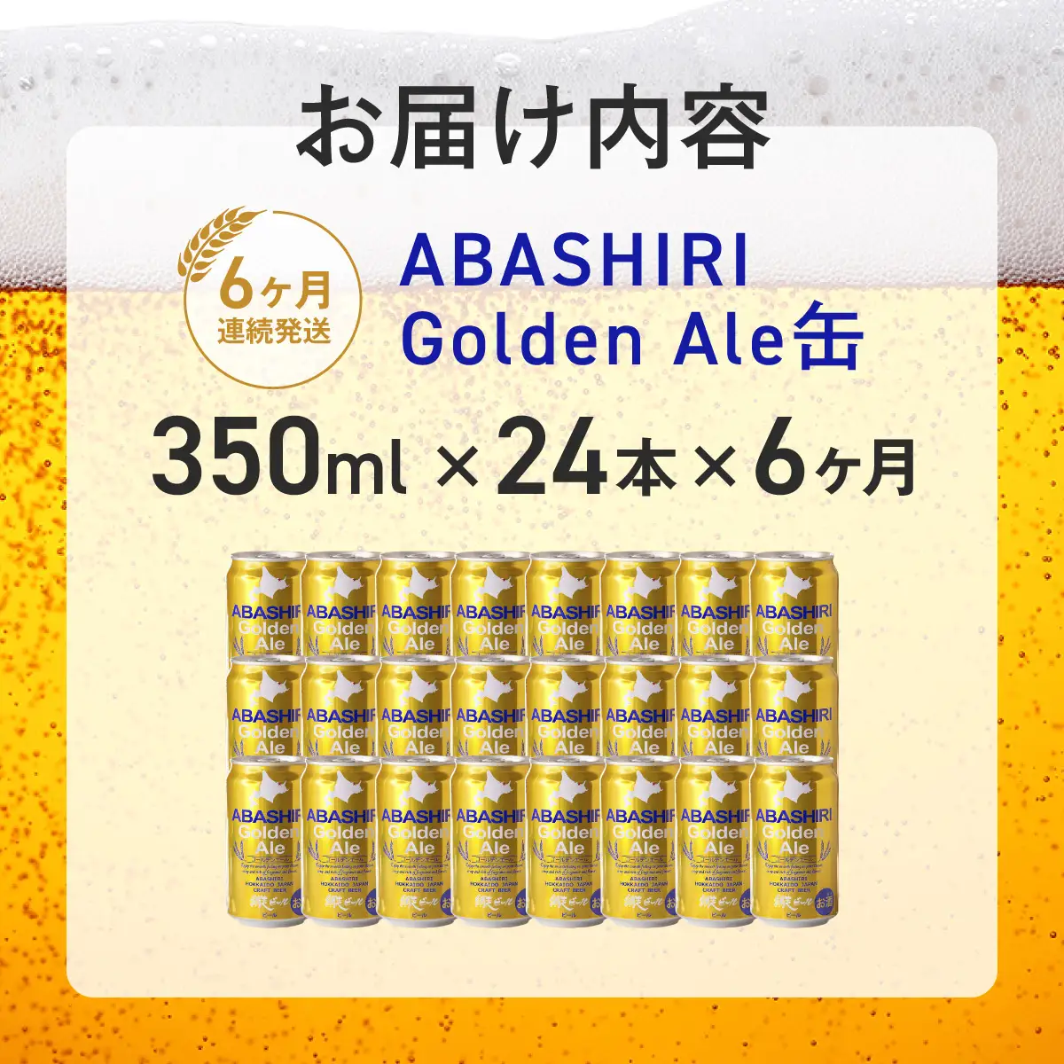 【定期便】網走ビール【ABASHIRI golden Ale】24本セット×6か月連続発送（網走市内加工・製造） ABH025