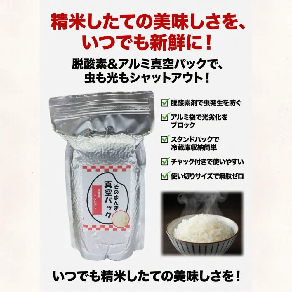 新潟県産コシヒカリ 無洗米 そのまんま真空パック 900ｇ×12袋