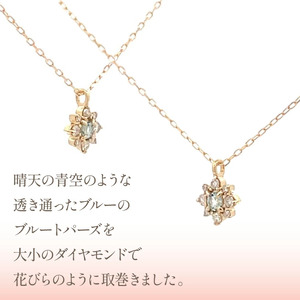 K18バースデーネックレス　ブルートパーズ　11月　管理番号254991　×1本 218-046