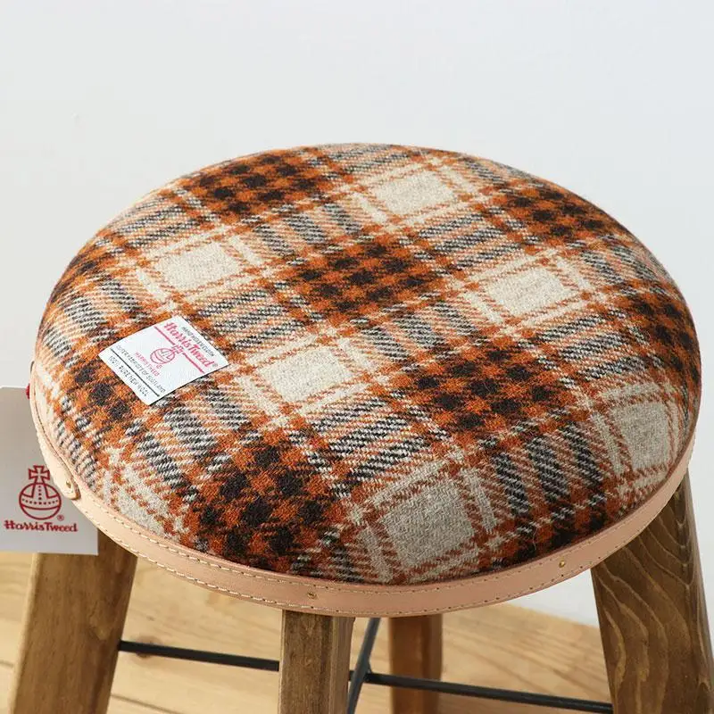 ハイスツール 【ライトブラウン＆ブラウンチェック】HARRIS TWEED（ハリスツイード） 家具