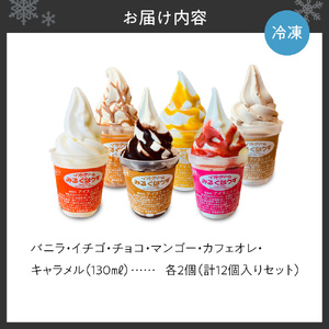おウチで食べる北海道ソフトクリーム＆サンデーセット（6種類×2の12個セット）