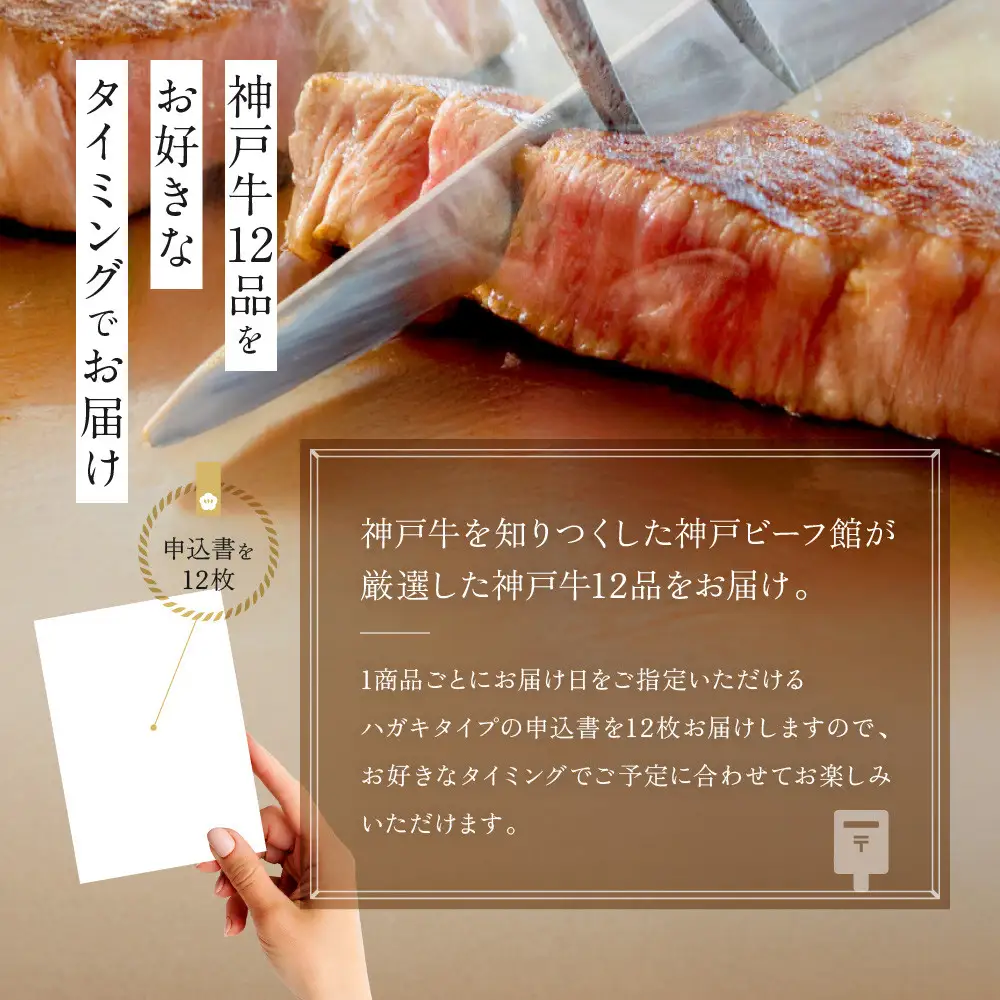 お届け日が自由に選べる！神戸牛定期便（12回コース）