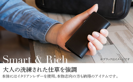三つ折りキーケース（ヌメ革・レッド） W6cm H11cm D2cm イタリアンレザー キーケース シンプル おしゃれ 紳士 メンズ レディース 男性 高級 プレゼント おすすめ 福岡県 大木町 ナデルファーデン BK054