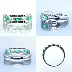 指輪 天然 ジェムクオリティエメラルド0.3ct 天然ダイヤ 0.02ct SIクラス Jeanne ジャンヌ【プラチナ950】r-173（KRP）N27-1411