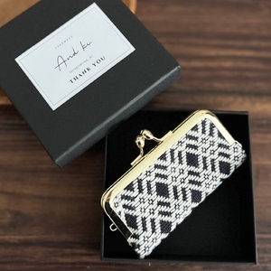 こぎん刺し　印鑑ケース（黒×生成り）ハンドメイド印鑑ケース手作り 青森県五所川原市