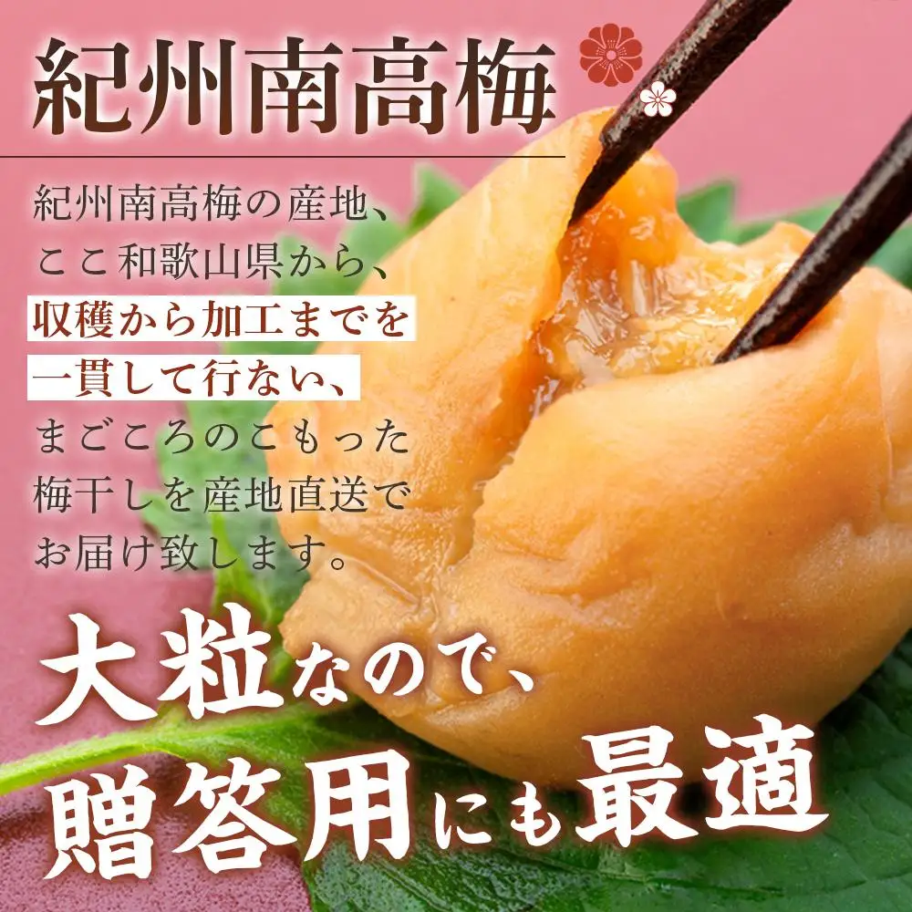 極上 紀州南高梅 はちみつ 梅干し 3L サイズ以上 合計 3kg ( 1kg × 3パック ) 塩分約8％ 化粧箱入り