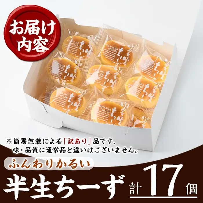 【訳あり！簡易包装】ご自宅用！半生ちーず 17個 ふわっふわのスフレタイプのプチケーキ！ 冷凍 個包装 スイーツ チーズケーキ【00-014-04】