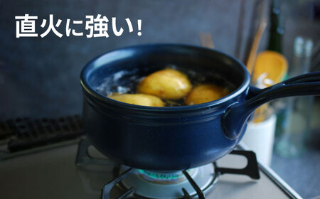 【美濃焼】セラキッチン片手鍋13cm2個セット（ネイビー＆レッド）【クリヤマ】キッチン用品 調理器具 なべ ミルクパン グリルパン 料理 おかず スープ シンプル かわいい おしゃれ ネイビー レッド 紺 赤 陶器 美濃焼 日本製 送料無料 [MGE016]