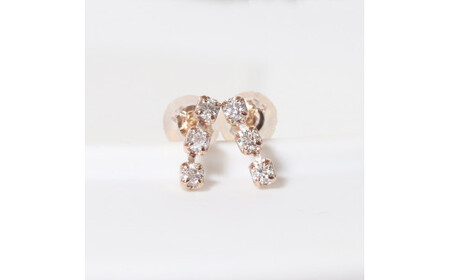 K18 0.14ct ラインダイヤモンドピアス  山梨 ダイヤモンド ゴールドピアス ジュエリー アクセサリー K18 イエローゴールド ピンクゴールド レディース ダイヤ0.07ct×2 カラット ダイヤモンド 山梨県 甲斐市 BQ-44