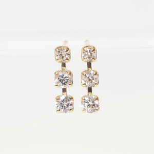 K18 0.20ct グラデーションラインピアス  山梨 ダイヤモンド ゴールドピアス ジュエリー アクセサリー K18 イエローゴールド ピンクゴールド レディース ダイヤ0.10ct×2 カラット ダイヤモンド 山梨県 甲斐市 BQ-45