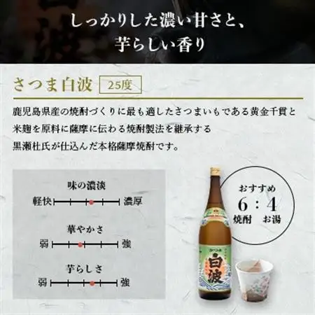 枕崎の定番焼酎【さつま白波】1800ml×2本セット【薩摩焼酎】芋らしい香り 芋焼酎 A6-23_酒・アルコール 芋焼酎 焼酎 _【配送不可地域：離島】【1167943】