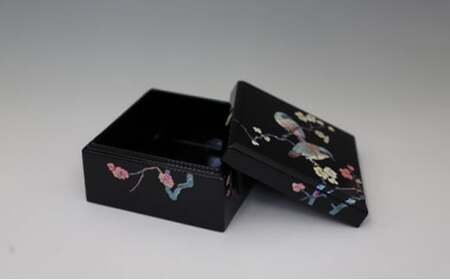小箱 花鳥（貝入）黒 雑貨 日用品 工芸品  FAD-1222