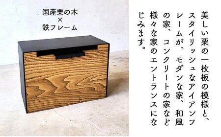 アイアン×国産栗の木 郵便ポスト｜鉄製フレーム 木製郵便箱 日本製 西粟倉村 E-mq-A21A