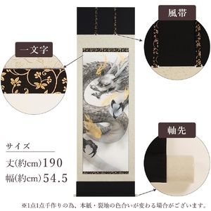 掛け軸「龍」中川槙 尺五立 サイズ：190×54.5cm 掛け軸 年中掛け 常用 [1454]