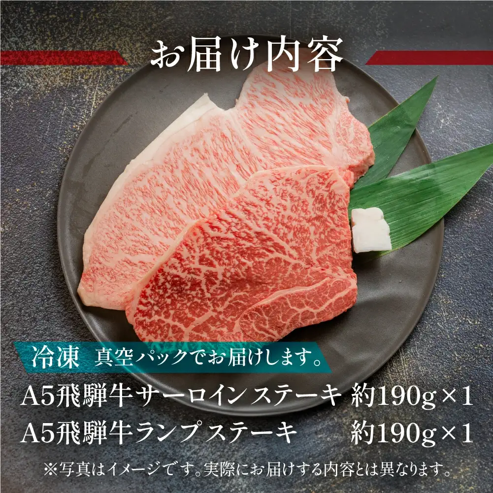 飛騨牛サーロイン・ランプステーキ約380g(約190g×各1枚)【11-1025】