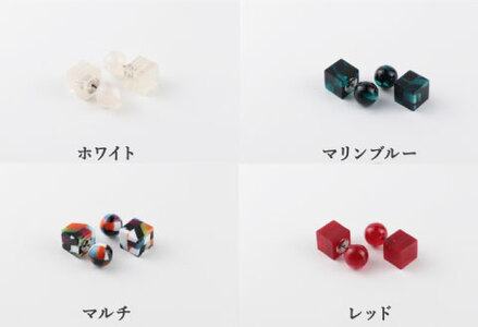 ＜KISSO＞Reversible pierced ホワイト