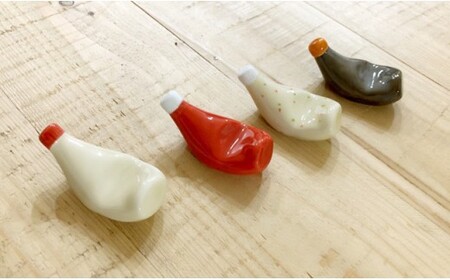 有田焼 ソース 箸置き 4個セット 24to3【西富陶磁器】箸置 はしおき ソース型 ミニチュア ミクロス かわいい 手作業 A14-171