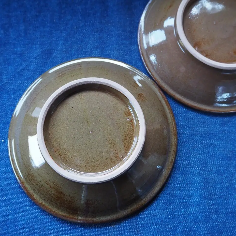 小石原焼飛鉋打掛五寸皿２枚セット直径約15cm（金丸窯） H40
