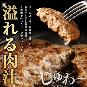 【2025年11月以降発送分】肉汁が溢れ出る 放牧牛放牧豚のハンバーグ【er008-007】1.5kg 150g × 10個 北海道 えりも町 ブランド 牛 放牧牛 花子 ブランド 豚 放牧豚 次郎 合挽 ハンバーグ 合い挽き あいびき 小分け 個包装 人気