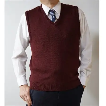 無地 メンズニット ベスト ワイン S寸 15200_装飾品・工芸品 男性・メンズ 洋服 _【1219171】