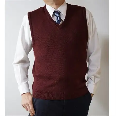 無地 メンズニット ベスト ワイン 3L寸 15200_装飾品・工芸品 男性・メンズ 洋服 _【1219178】
