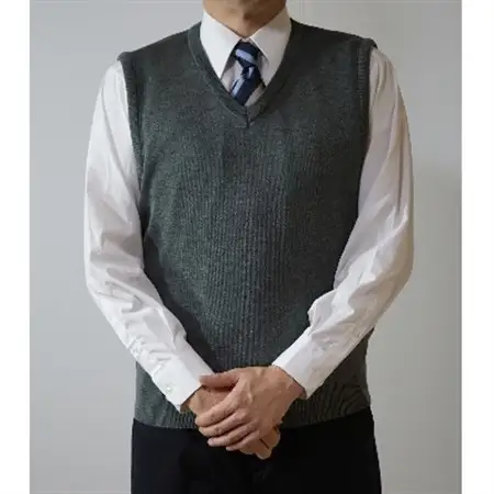 無地 メンズニット ベスト グレー LL寸 15200_装飾品・工芸品 男性・メンズ 洋服 _【1219202】