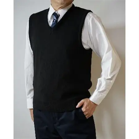無地 メンズニット ベスト クロ 4L寸 15200_装飾品・工芸品 男性・メンズ 洋服 _【1219553】