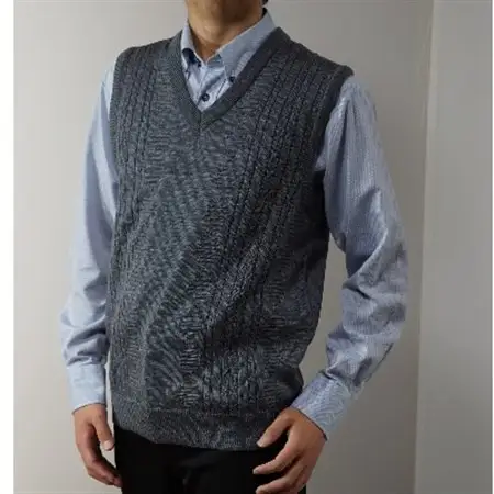 模様有 メンズニット ベスト グレー LL寸 15130_装飾品・工芸品 男性・メンズ 洋服 _【1219568】