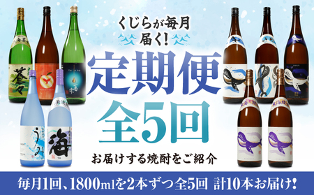 2346 【 全5回定期便 】大海酒造 本格焼酎 芋焼酎 くじら 毎月配送 1800ml×2本 計10本 KN034-T01 酒 焼酎