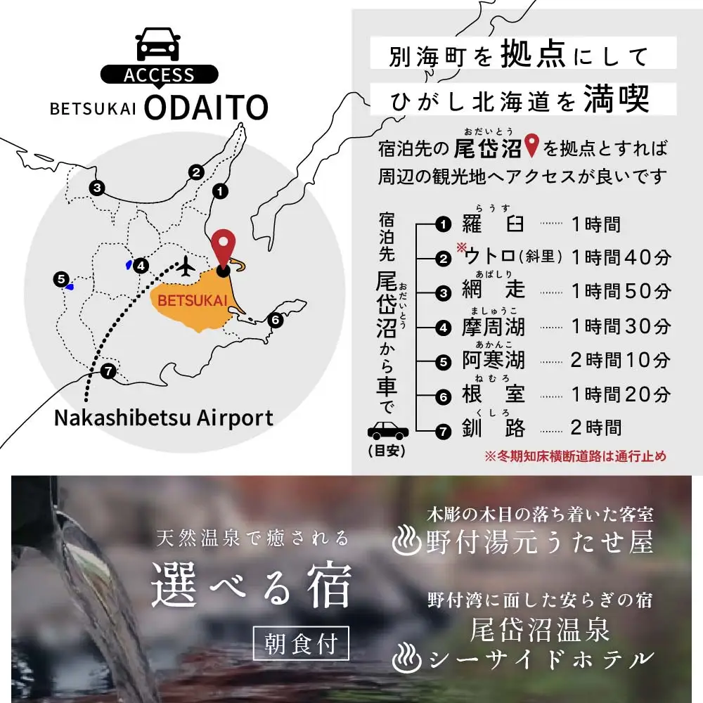 ひがし北海道 別海町の旅（羽田発着 ANA往復 航空券+別海町 宿泊1泊 北海道 旅行券） 旅行