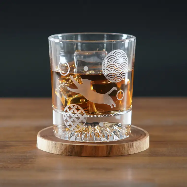 和柄　猫　ロックグラス（HW-5）