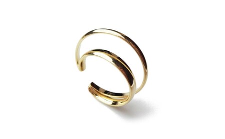 【ギフト対応可】異なるラインのＷフープイヤーカフ（カラー：ゴールド）【043-007-2】イヤーカフ アクセサリー ジュエリー K18GP 上品 お洒落 ギフト プレゼント ラッピング