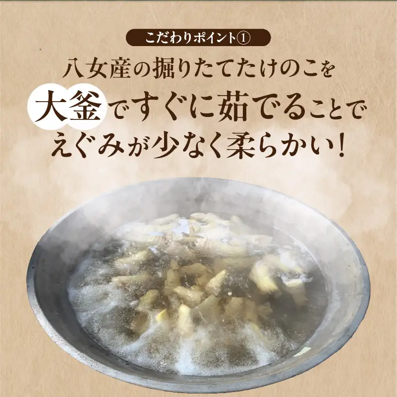 ＜道の駅たちばなオリジナル＞大釜湯がき筍 1kg（2027年4月～発送開始） たけのこ 筍 湯がく えぐみ クール便 真空 道の駅 福岡 八女 054-012