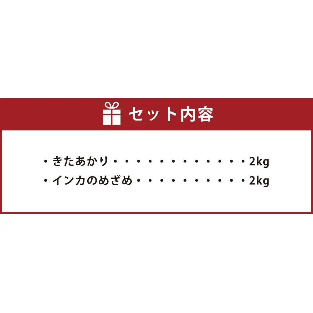 【2026年先行予約】じゃがいもをコラボで! きたあかり×インカのめざめ (各2kg) 10月下旬発送開始 | じゃがいも _03649