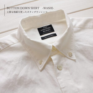 播州織メンズシャツ【WASHI】ボタンダウン 半袖【TIW_167（ホワイト）】Lサイズ「THE INDUSTRY WORKS」（1着）46-4