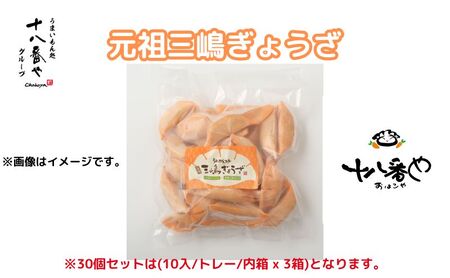 ＜十八番や＞元祖三嶋ぎょうざ 30個入り 専用箱入り(10入/トレー/内箱 x 3箱) 冷凍 餃子 ギョウザ おみやげ 裾野市 惣菜 おかず ギョーザ 中華 冷凍食品 