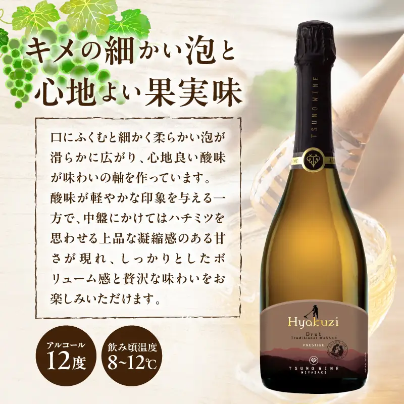 【数量限定】Hyakuzi ブリュット トラディショナル メソッド(計1本) 酒 飲料 アルコール 国産_T014-0085