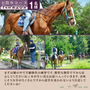 DJ-03　乗馬トレッキング「お散歩コース」おまけ付きプラン 1名様ご利用券 5,000円　