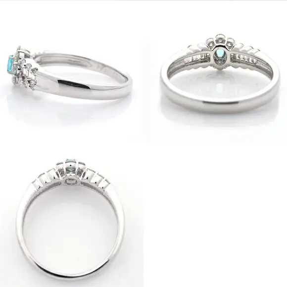 指輪 天然 ブルー パライバトルマリン ダイヤモンド 0.45ct パヴェ SIクラス Blancheブランシュ【pt950】r-243（KRP）Q93-1410