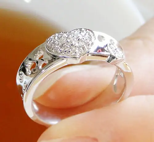 指輪 天然 ダイヤモンド 0.12ct ハート パヴェ SIクラス【pt950】r-150（KRP）N19-1410