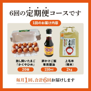 【定期便】上毛町産の「たまごかけご飯セット」（卵20個・米2kg・専用醤油）6回（毎月）コース_06T-006