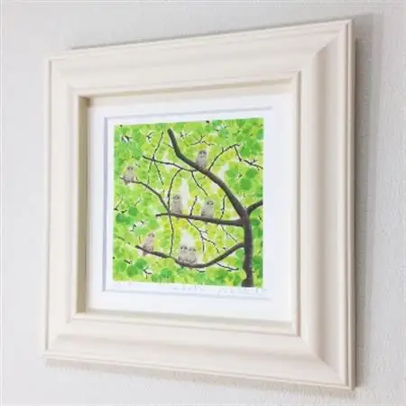 栗乃木ハルミ版画額装品「7owlets」【1242923】