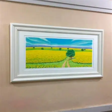 栗乃木ハルミ版画額装品「菜の花の道」【1258801】