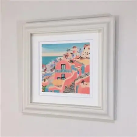 栗乃木ハルミ版画額装品「Santorini」【1334217】