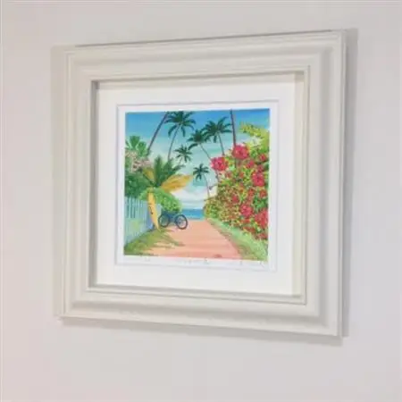 栗乃木ハルミ版画額装品「ハイビスカスの道」【1334236】