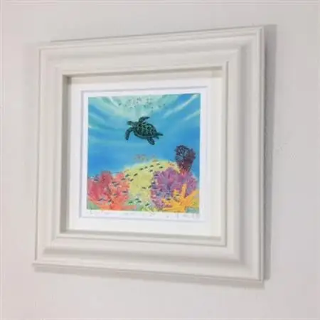 栗乃木ハルミ版画額装品「海のおさんぽ」【1334313】