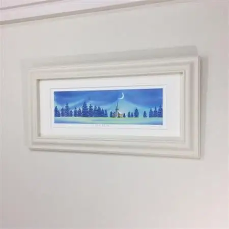 栗乃木ハルミ版画額装品「月と教会」【1423307】