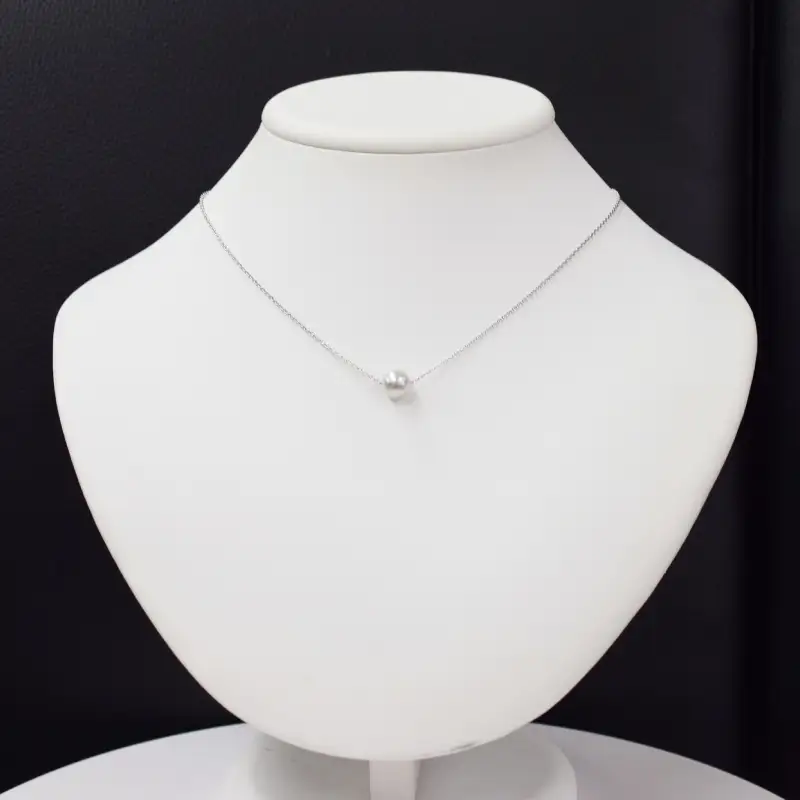 S085-382_8.5mm - 9mm ネックレス あこや真珠 ナチュラルカラー 1粒 ネックレス スルーネックレス SV925 シルバー925［A］あずきチェーン