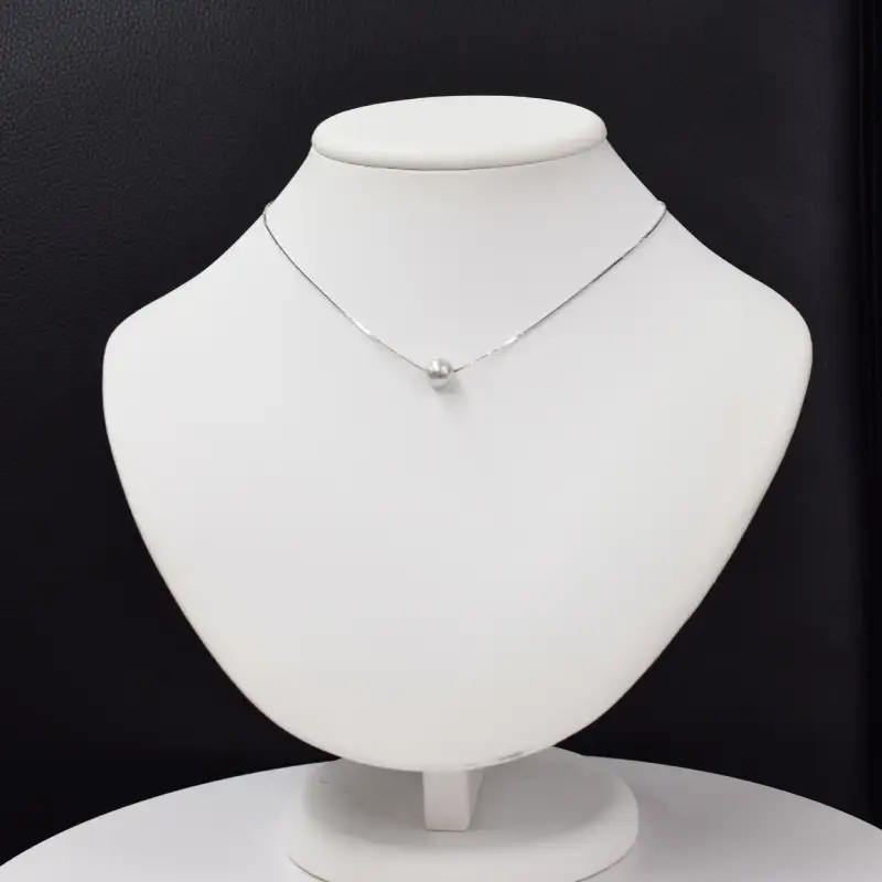 S085-383_8.5mm - 9mm ネックレス あこや真珠 ナチュラルカラー 1粒 ネックレス スルーネックレス SV925 シルバー925［B］ベネチアンチェーン